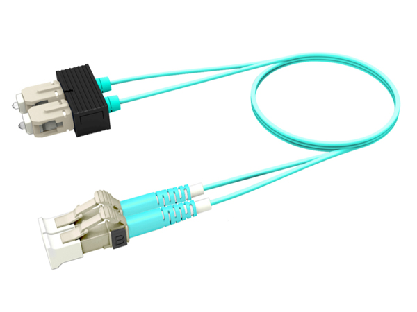 COMMSCOPE Fiber Optic Cable Assembly, Duplex LC to Duplex SC, LazrSPEED, 1.6mm, LSZH, OM3, 3m